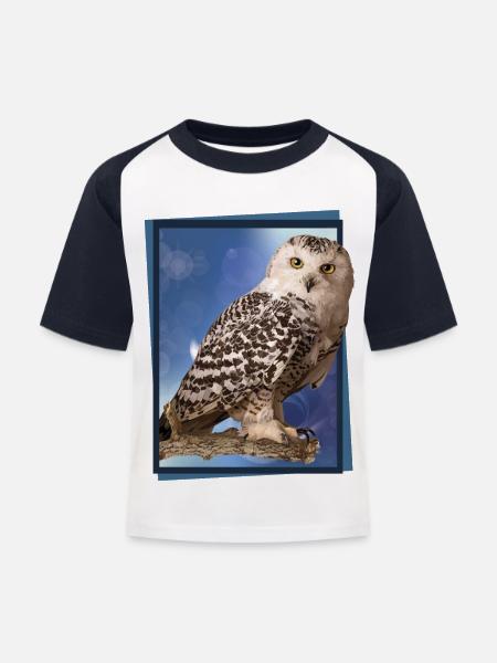 Schnee-Eule - Kinder Baseball T-Shirt - Weiß/Navy