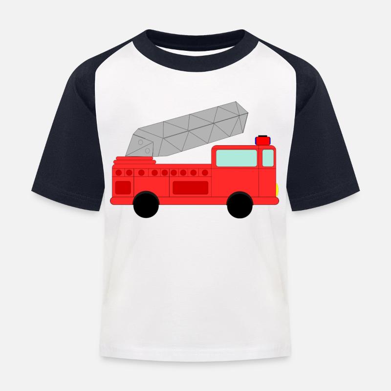 feu de pompier pompier pompier camion de pompier - T-shirt baseball Enfant - blanc/marine