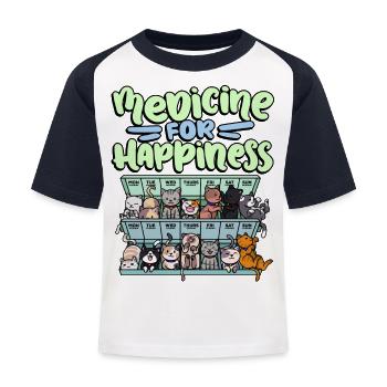 Meine Glückliche Medizin Jeden Tag Pille - Kinder Baseball T-Shirt - Weiß/Navy - Vorne