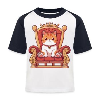 Thron König Meme Kätzchen Haustier Liebhaber - Kinder Baseball T-Shirt - Weiß/Navy - Vorne