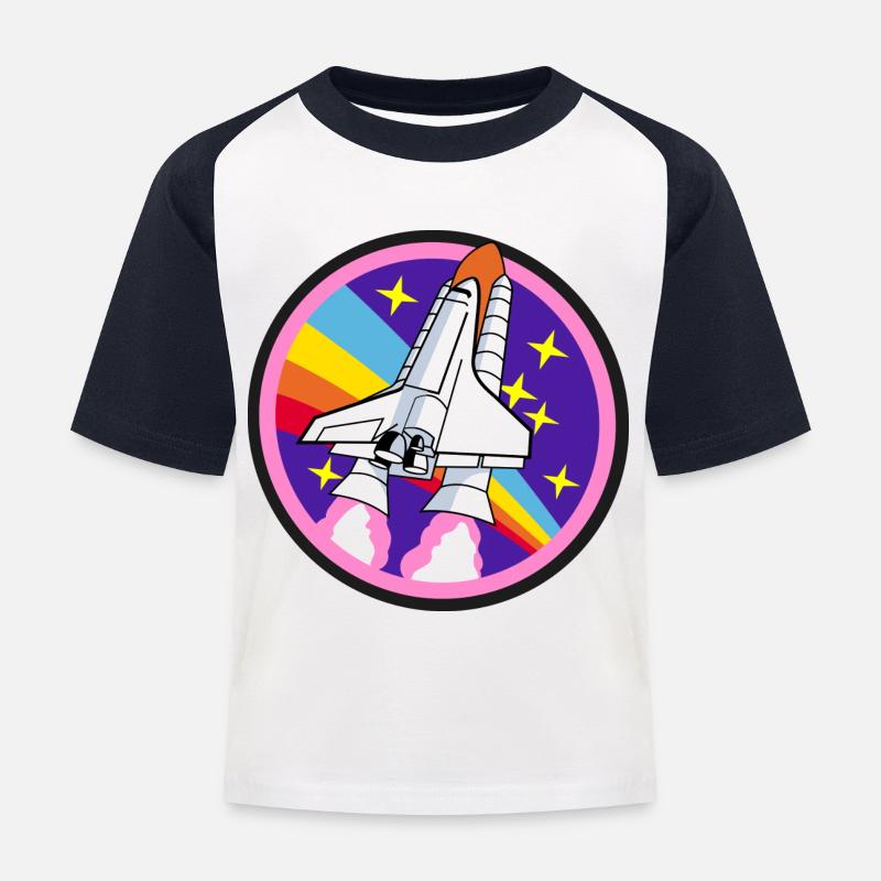 Rakete - Kinder Baseball T-Shirt - Weiß/Navy