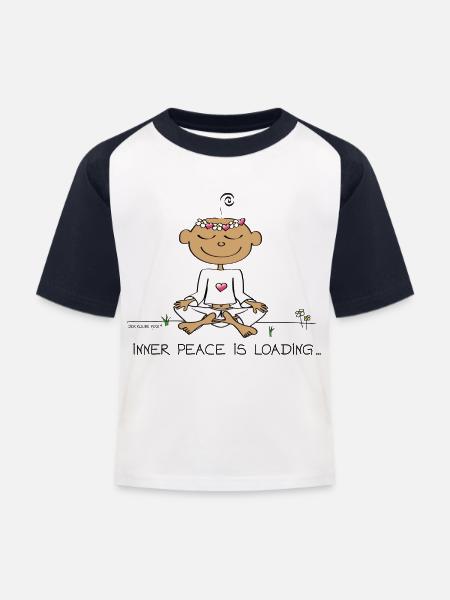 Inner Peace is Loading ... - Kinder Baseball T-Shirt - Weiß/Navy