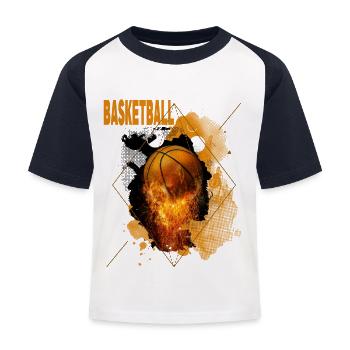 Basket Fire Basketspelare Dunking Sport Retro - Baseboll-T-shirt barn - vit/marinblå - Fram