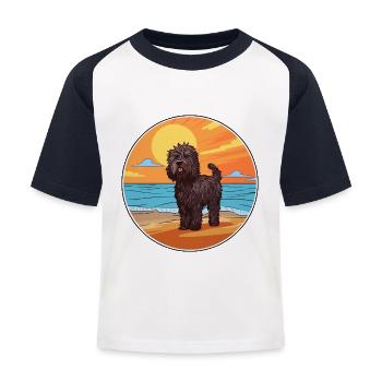 Puli Dog Breed Cartoon Kawaii Clipart Watercolor - Kids' Baseball T-Shirt - white/navy - Front