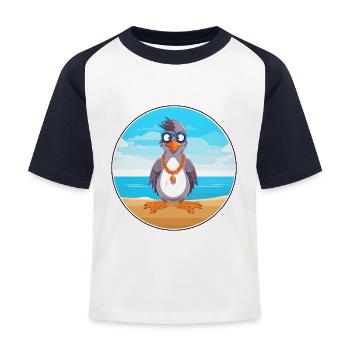 Jay Cartoon Yoga Strand Sommer Illustration - Kinder Baseball T-Shirt - Weiß/Navy - Vorne