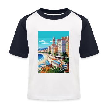 Nice Francescape Vintage Travel Poster Souvenir - Kids' Baseball T-Shirt - white/navy - Front