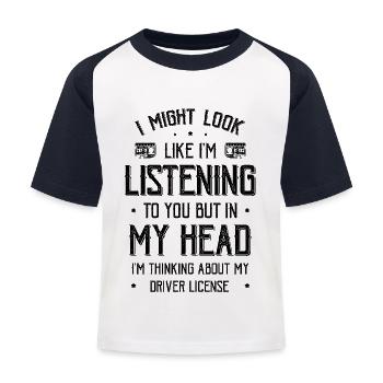 Mais dans ma tête, je pense à mon pilote - T-shirt baseball Enfant - blanc/marine - Devant