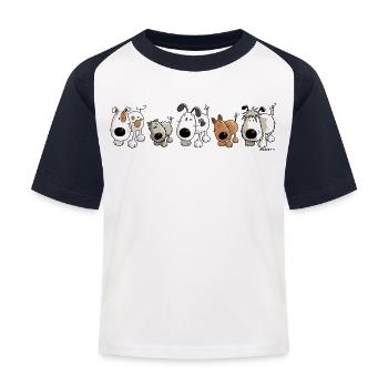 Funny Dogs - Hund - Hunde - Cartoon - Kinder Baseball T-Shirt - Weiß/Navy - Vorne