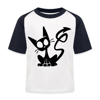 Devil Black Cat - Kids' Baseball T-Shirt - white/navy - Front