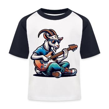 Chèvre avec guitare cool lunettes de soleil bande - T-shirt baseball Enfant - blanc/marine - Devant