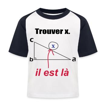 x est ici - T-shirt baseball Enfant - blanc/marine - Devant