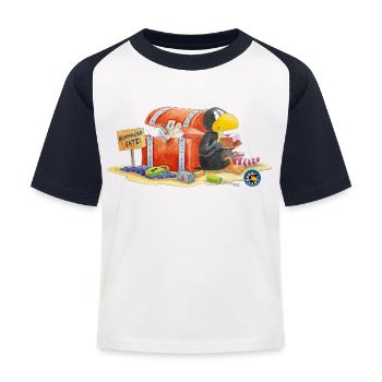 Der kleine Rabe Socke Schmackofatz - Kinder Baseball T-Shirt - Weiß/Navy - Vorne