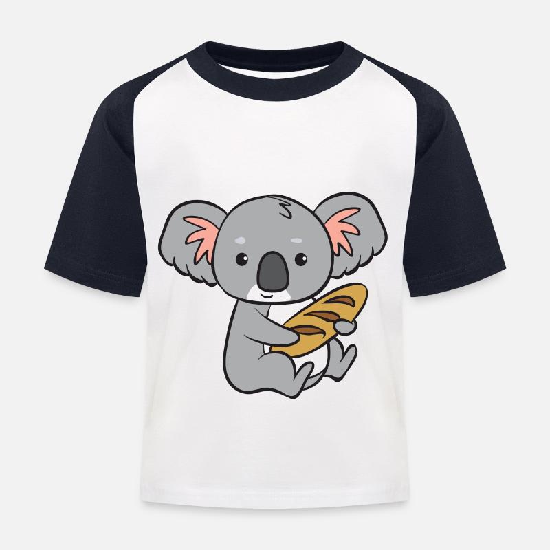 Koala - mit Brot - Kinder Baseball T-Shirt - Weiß/Navy