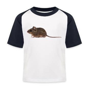 Eine Maus - Kinder Baseball T-Shirt - Weiß/Navy - Vorne