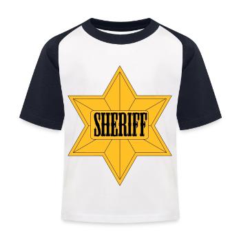 Sheriff stylisch - Kinder Baseball T-Shirt - Weiß/Navy - Vorne