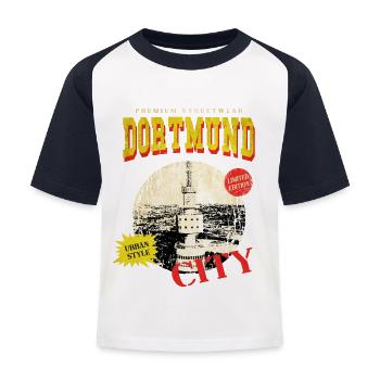 Dortmund Allemagne City Skyline Vintage Rétro - T-shirt baseball Enfant - blanc/marine - Devant