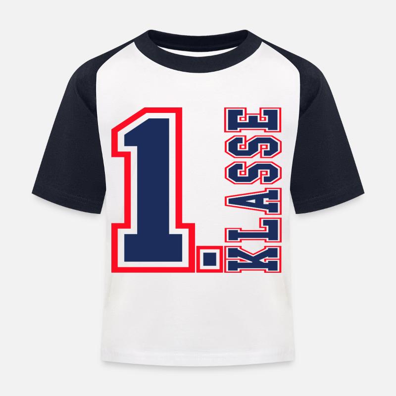 1. KLASSE Einschulung Schulkind Schulstart - Kinder Baseball T-Shirt - Weiß/Navy