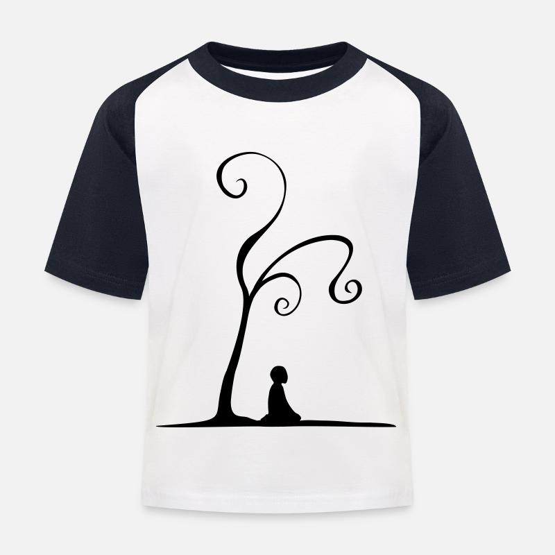 meditation under tree - T-shirt baseball Enfant - blanc/marine