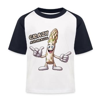 Crazy Veggies: Asparagus Pro Thumbs Up - Kinder Baseball T-Shirt - Weiß/Navy - Vorne