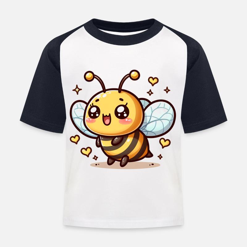 Biene - Kinder Baseball T-Shirt - Weiß/Navy