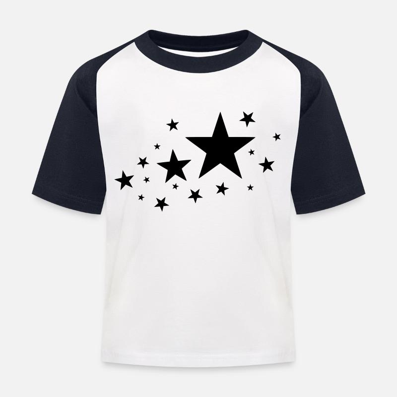 Sterne Stars - Kinder Baseball T-Shirt - Weiß/Navy