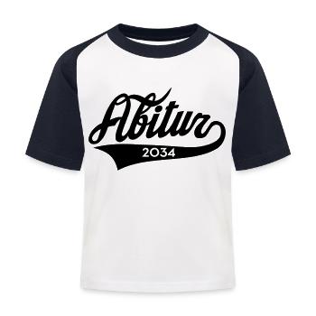 Abitur 2034 Einschulung Geschenkidee - Kinder Baseball T-Shirt - Weiß/Navy - Vorne