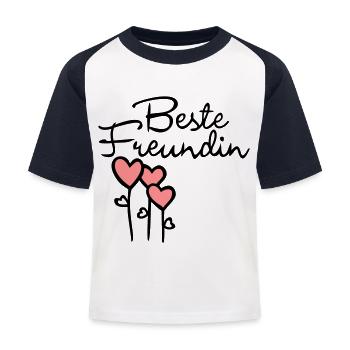 BFF with heart - Kids' Baseball T-Shirt - white/navy - Front