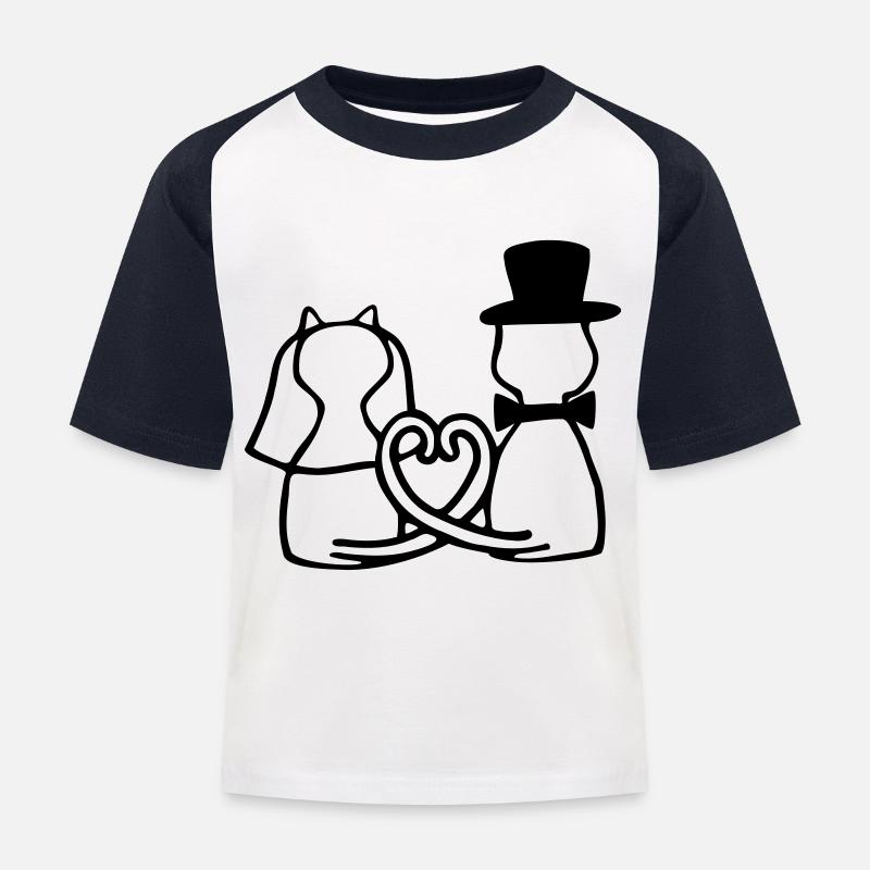 mariage chat - T-shirt baseball Enfant - blanc/marine