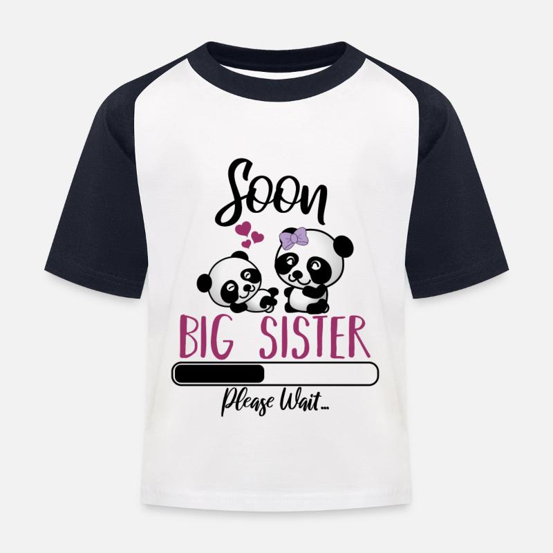 Englische große Schwester bald - Kinder Baseball T-Shirt - Weiß/Navy