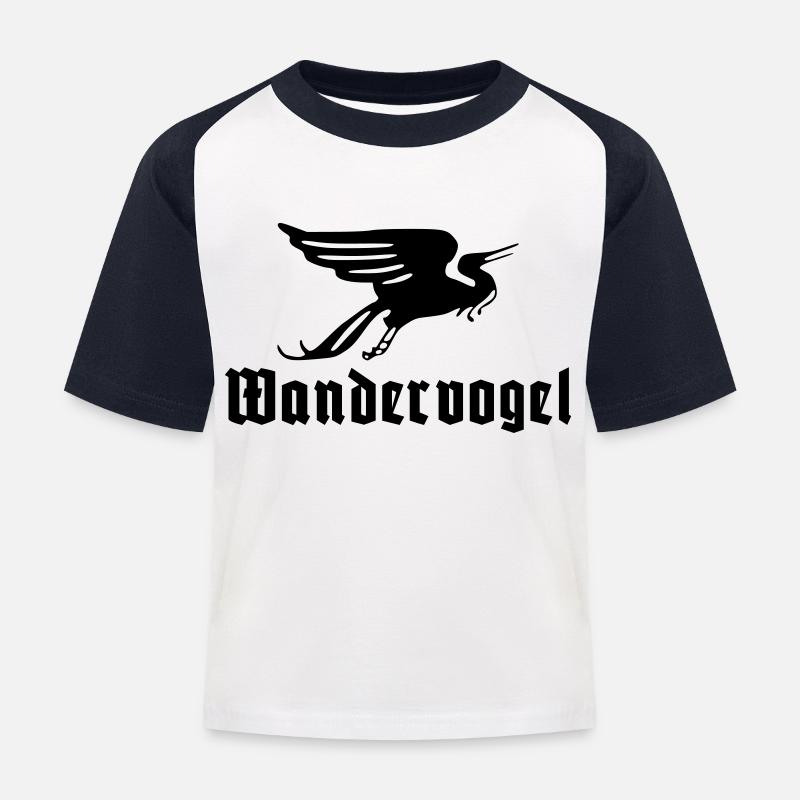 Wandervogel text - Kids' Baseball T-Shirt - white/navy