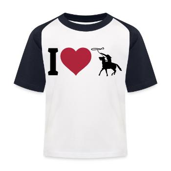 J'aime l'équitation western - T-shirt baseball Enfant - blanc/marine - Devant