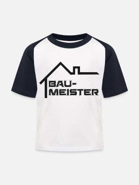 Baumeister Design - Kinder Baseball T-Shirt - Weiß/Navy