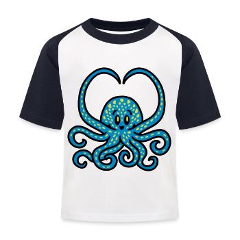 Squid Heart 3 - Kids' Baseball T-Shirt - white/navy - Front