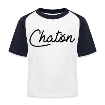 Chaton - T-shirt baseball Enfant - blanc/marine - Devant