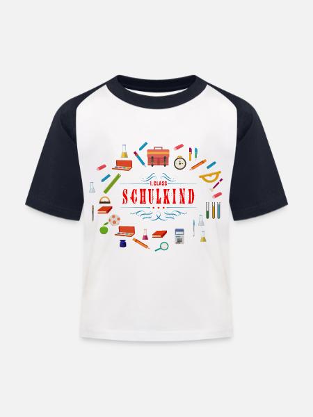 schulkind_02201601 - Kinder Baseball T-Shirt - Weiß/Navy