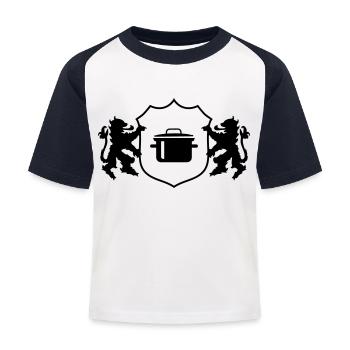 Wappen Kochtopf - Kinder Baseball T-Shirt - Weiß/Navy - Vorne