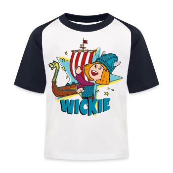 Wickie Und Die Starken Männer Wikingerschiff - Kinder Baseball T-Shirt - Weiß/Navy - Vorne