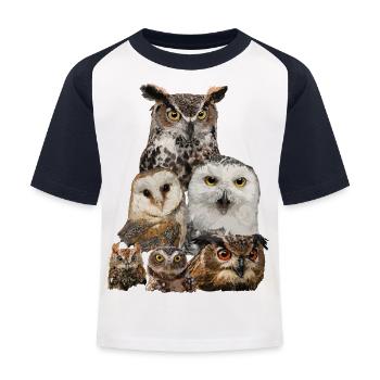 Owls - Kids' Baseball T-Shirt - white/navy - Front