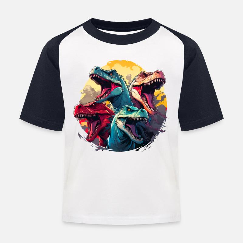 T Rex Squadra - Maglietta da baseball per bambini - bianco/navy