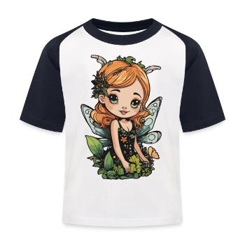 Blooming Forest Fairy – Sweet Nature Spirit - Kids' Baseball T-Shirt - white/navy - Front