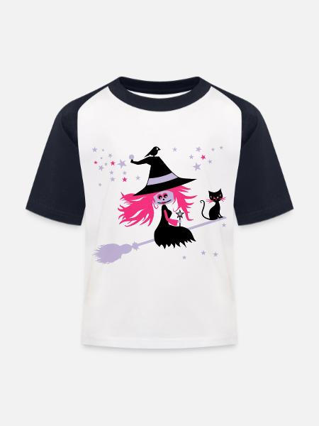 witch - Kids' Baseball T-Shirt - white/navy