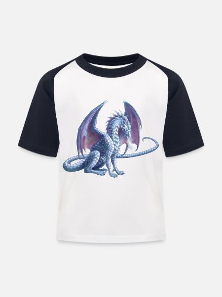 Eisdrache - Kinder Baseball T-Shirt - Weiß/Navy