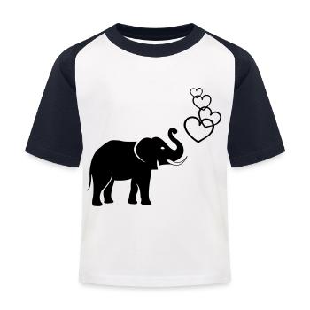 elefanten_love_02 - Kinder Baseball T-Shirt - Weiß/Navy - Vorne