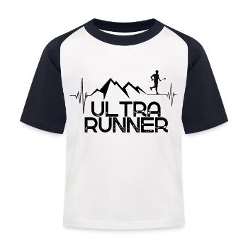 Ultra Runner mountains & heartbeat - Kids' Baseball T-Shirt - white/navy - Front