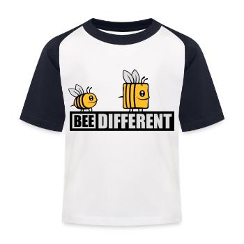 bee different Spruch Zitat - Kinder Baseball T-Shirt - Weiß/Navy - Vorne