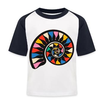 Ammonit-Fossil - Kinder Baseball T-Shirt - Weiß/Navy - Vorne