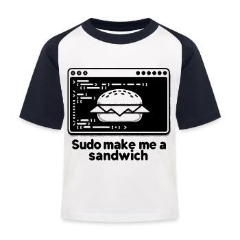 Sudo Make Me a Sandwich - Kids' Baseball T-Shirt - white/navy - Front
