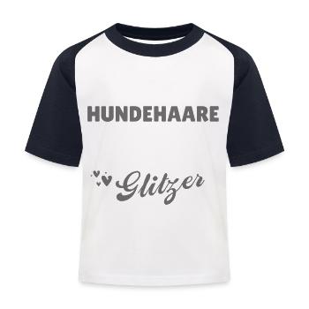 Dackel Glitzer - Kinder Baseball T-Shirt - Weiß/Navy - Vorne