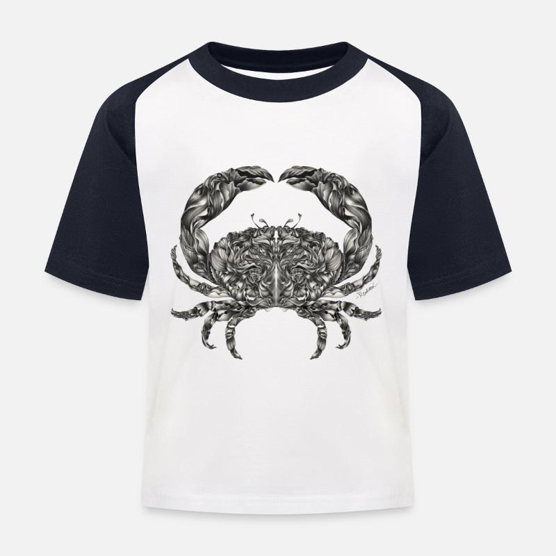 Krebs Sternzeichen - Kinder Baseball T-Shirt - Weiß/Navy