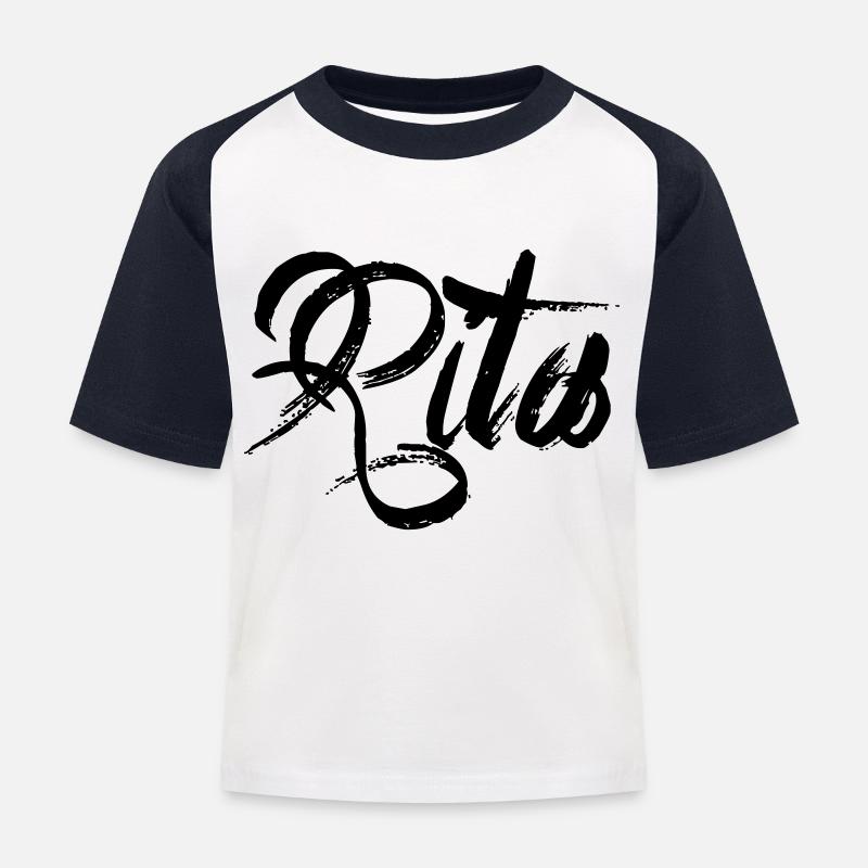 Rita - Kinder Baseball T-Shirt - Weiß/Navy